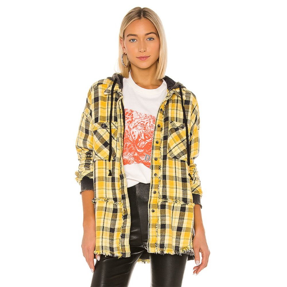 NWT Free People Calico Basin Plaid Jacket Yellow - Picture 1 of 8